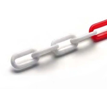 Řetěz 4mm plast,červeno-bílý - Spojky řetězy,lana