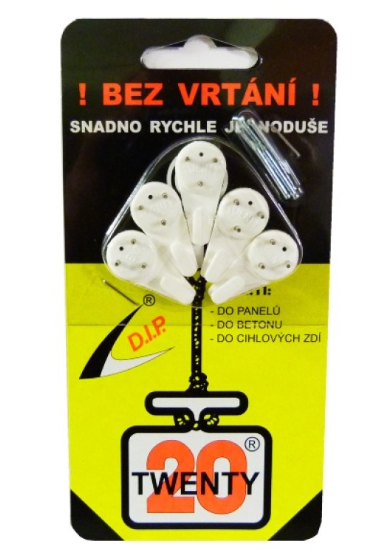 Sada háčků 5ks Twenty bílé, UNI - Domácnost a úklid potřeby a pomůcky pro domácnost