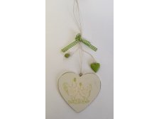 Srdce dřevěné závěsné bílé+zelné