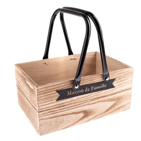 Bedýnka 30x20x14cm s uchy, dřevo/kov - Domácnost a úklid bytové dekorace, textilní doplňky
