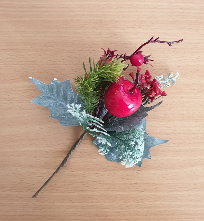 Větvička 15cm zimní s jablíčkem - Domácnost a úklid Vánoce