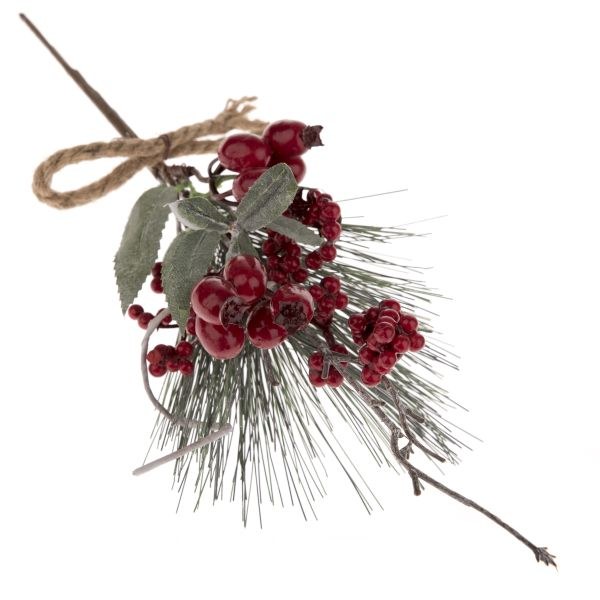 Větvička zimní 36cm červené bobule - Domácnost a úklid Vánoce