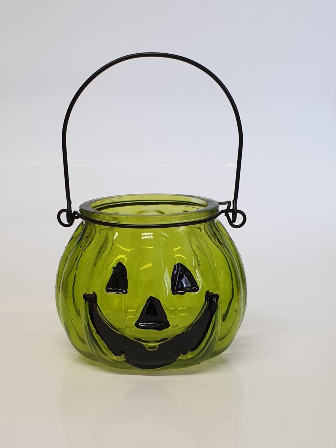Svícen sklo Dýně zelená 10x8cm - Domácnost a úklid Podzim+Halloween