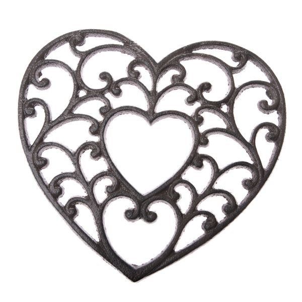 Podložka pod hrnec Srdce 18cm tmavá, litina - Kuchyně kuchyňské náčiní a pomůcky