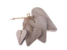 Sada Srdíček 4ks závěsných natur, dřevo