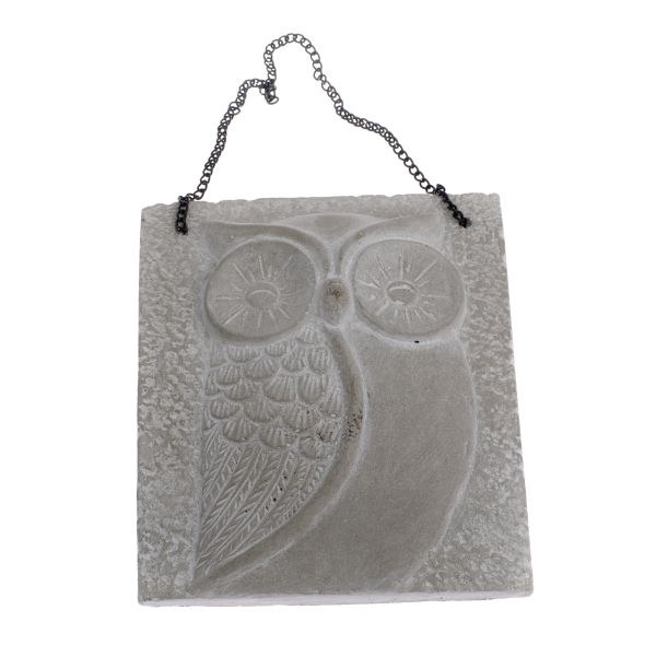 Sova závěsná 25,5x21cm beton Sova závěsná 25,5x21cm beton - Domácnost a úklid bytové dekorace, textilní doplňky