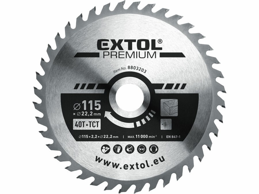 Kotouč pilový 115x1,3x22,2mm/40z SK plátky Extol Premium Kotouč pilový 115x1,3x22,2mm/40z SK plátky Extol Premium - Kotouče řezné