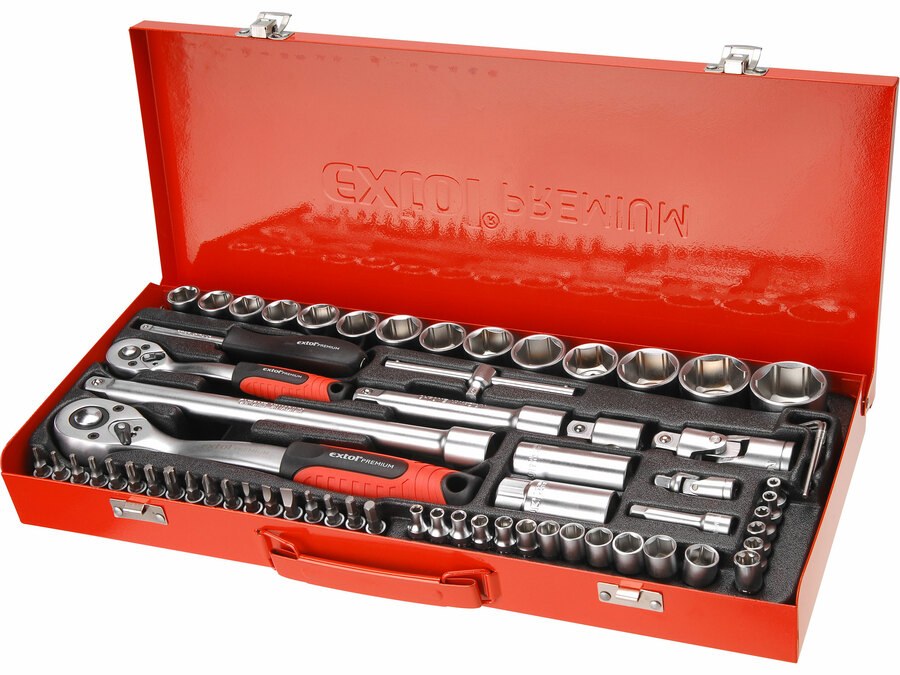 Sada hlavic nástrč.1/4"+1/2" 65ks Extol Premium - Dům a dílna ruční nářadí, organizery