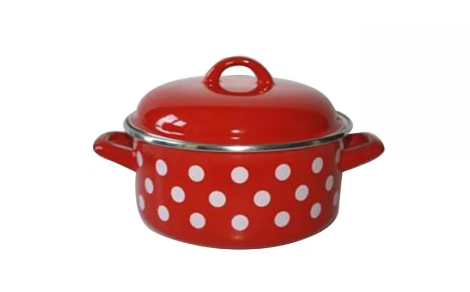Rendlík+pokl.16cm/1,5l Puntík červený, smalt Rendlík+pokl.16cm/1,5l Puntík červený, smalt - Kuchyně nádobí, příslušenství