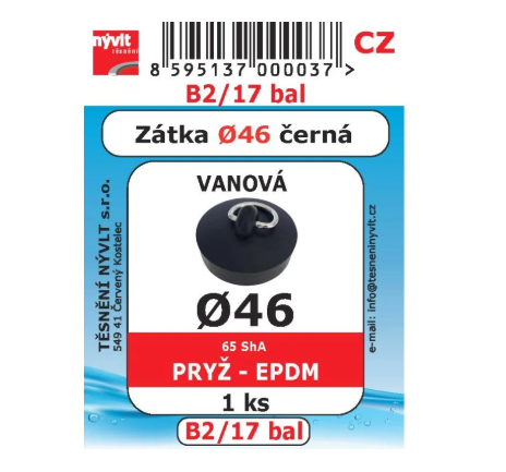 Zátka 46mm černá B2/17bal Zátka 46mm černá B2/17bal - Domácnost a úklid potřeby a pomůcky pro domácnost