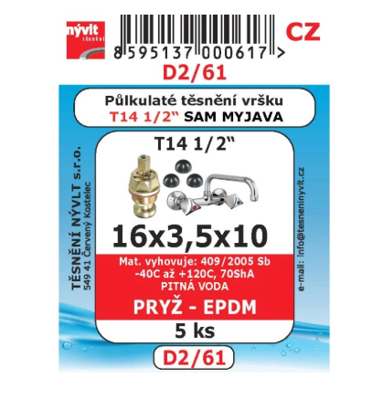 Těsnění 5ks 1/2" do sedýlek D2/61 půlkulaté Těsnění 5ks 1/2" do sedýlek D2/61 půlkulaté - Domácnost a úklid potřeby a pomůcky pro domácnost