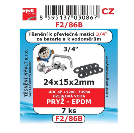Těsnění 7ks 3/4" na převleč.matici F2/86B Těsnění 7ks 3/4" na převleč.matici F2/86B - Domácnost a úklid potřeby a pomůcky pro domácnost