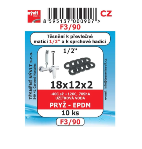 Sada těsnění 1/2" 10ks na převleč.matici 10ks EPDM Sada těsnění 1/2" 10ks na převleč.matici 10ks EPDM - Domácnost a úklid potřeby a pomůcky pro domácnost