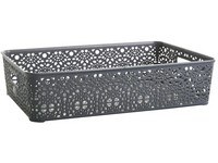 Košík 39x27x10cm šedý Monako L - Domácnost a úklid potřeby a pomůcky pro domácnost