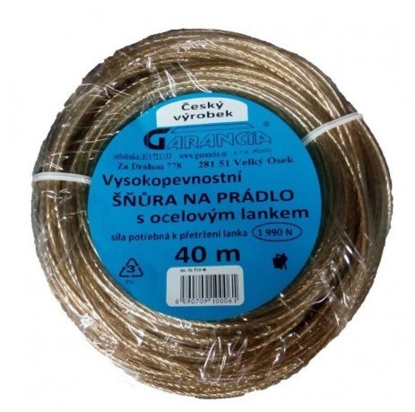 Šňůra 40m ocel. lanko/PH potah Šňůra 40m ocel. lanko/PH potah - Domácnost a úklid potřeby a pomůcky pro domácnost