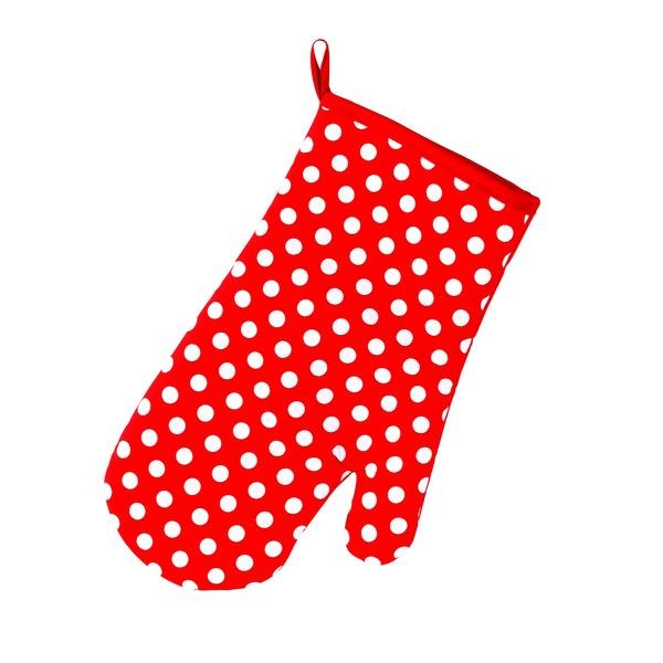 Chňapka bavlna+magnet červená s puntíkem - Kuchyně kuchyňský textil