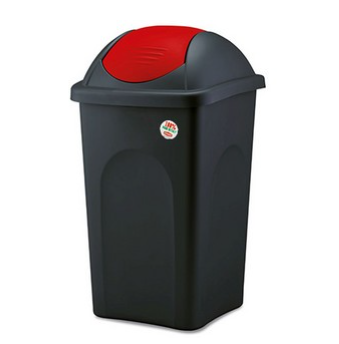 Koš na odpadky 60l Multipat výklopný černo/červený