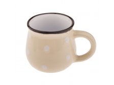 Hrnek s puntíky 75ml žlutý, keramika