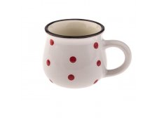 Hrnek s puntíky 75ml bílý, keramika