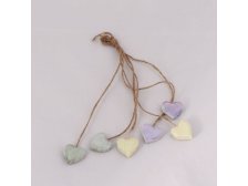 Svazek závěsných srdcí 6ks/3cm mix barev, dřevo