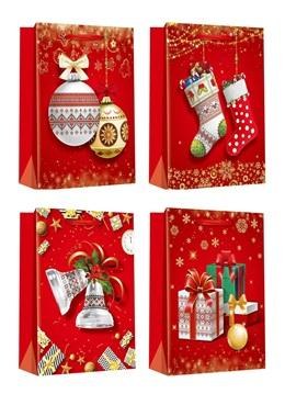 Taška dárková 15x14x6cm vánoční mix červený - Domácnost a úklid nákupní a dárkové tašky, koše, obaly