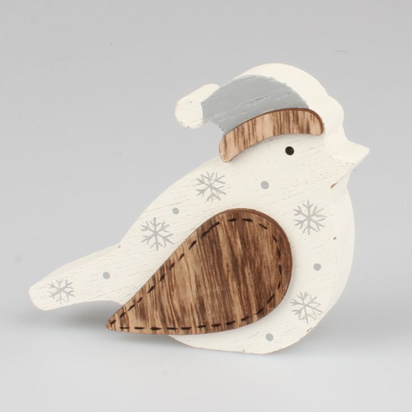 Ptáček zimní dřevěný 13x9cm - Domácnost a úklid Vánoce