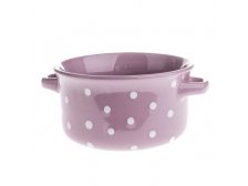 Miska s oušky 560ml lila s puntíky keramika