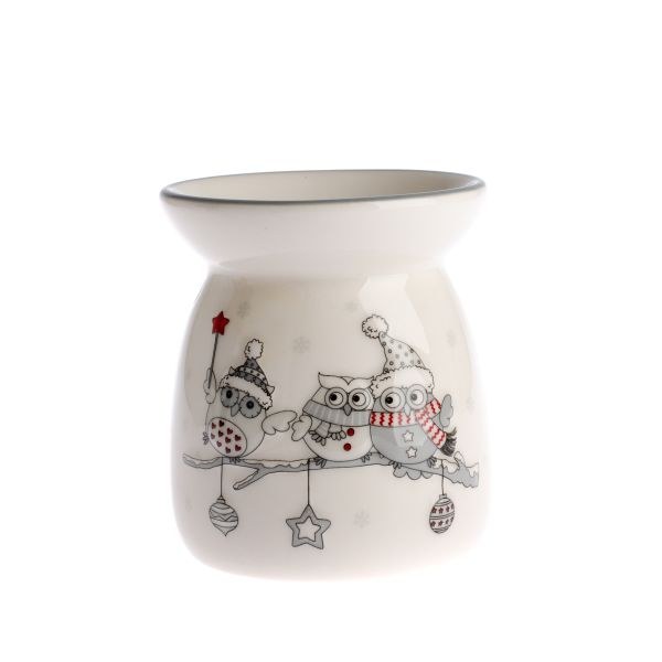 Aromalampa Zimní sovičky, keramika - Domácnost a úklid Vánoce