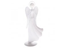 Anděl LED modlící se 31,5cm kov, bílý
