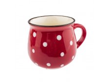 Hrnek s puntíky 75ml červený, keramika