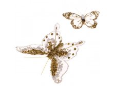Dekorace Motýl zlatý 13cm na klipu