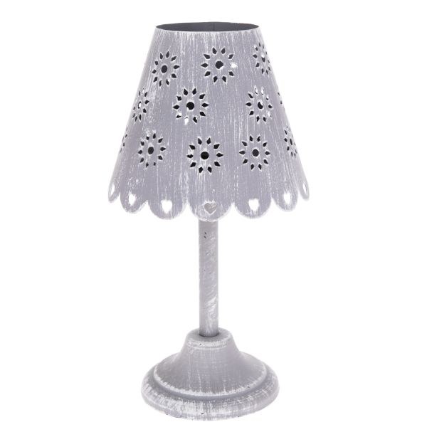 Svícen Lampa 24cm šedá kov - Domácnost a úklid bytové dekorace,textilní doplňky