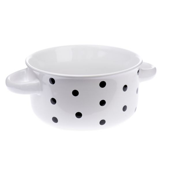 Miska s oušky 560ml bílá s puntíky, keramika Miska s oušky 560ml bílá s puntíky, keramika - Kuchyně stolování