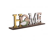 Dekorace HOME s ptáčkem 26,8cm, dřevo