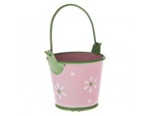 Dekorace Kyblík 4cm růžový,kov