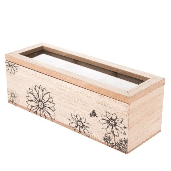 Krabička na čaj 23x8cm, natur dřevo - Kuchyně skladování a zavařování potravin a nápojů