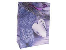 Taška dárková 26x32cm Srdce s levandulí