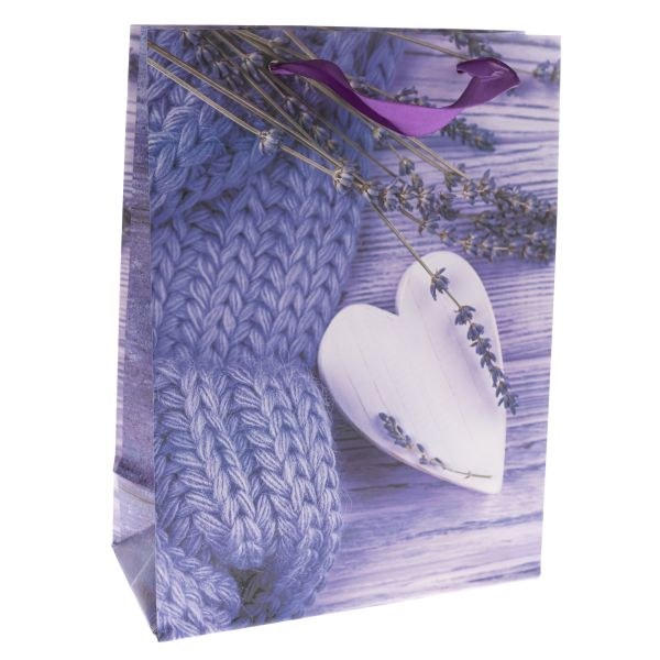 Taška dárková 26x32cm Srdce s levandulí Taška dárková 26x32cm Srdce s levandulí - Domácnost a úklid nákupní a dárkové tašky, koše, obaly