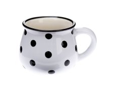 Hrnek s puntíky 75ml bílý, keramika 44918