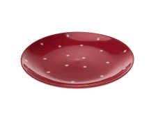 Talíř s puntíky 26cm červený keramika