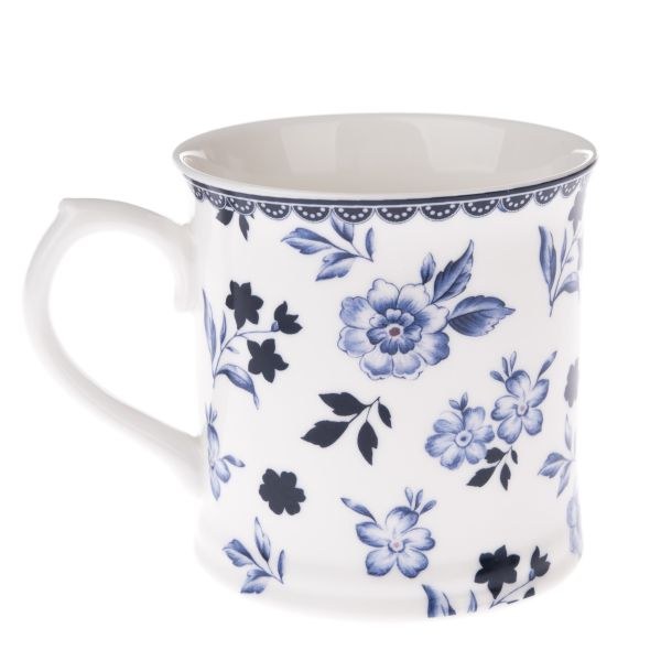 Hrnek 400ml Květiny modré porcelán