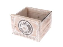 Obal na květináč/šuplík 18x18x13cm bílý závěsný, dřevo