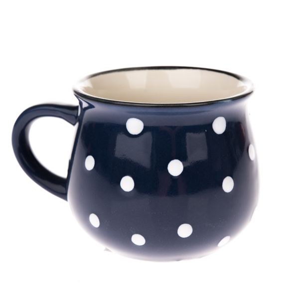 Hrnek s puntíky 230ml modrý, keramika - Kuchyně stolování