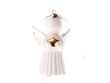 Anděl závěsný 6cm s hvězdou, porcelán