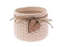 Květináč se srdíčkem 11x8,8cm krém, keramika