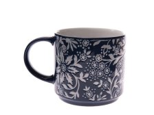 Hrnek 390ml Bloom tm.modrý, keramika