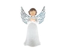 Anděl s ptáčkem 12cm polyresin