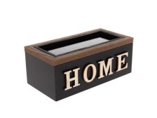 Krabička HOME tmavá 18x9x7cm dřevo