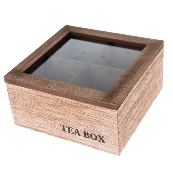 Krabička na čaj 16x16x8cm,dřevo - Kuchyně skladování a zavařování potravin a nápojů