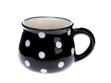 Hrnek s puntíky 75ml černý, keramika